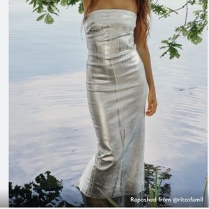 COPY - Zara XS The fitted denim dress silver/Metallic